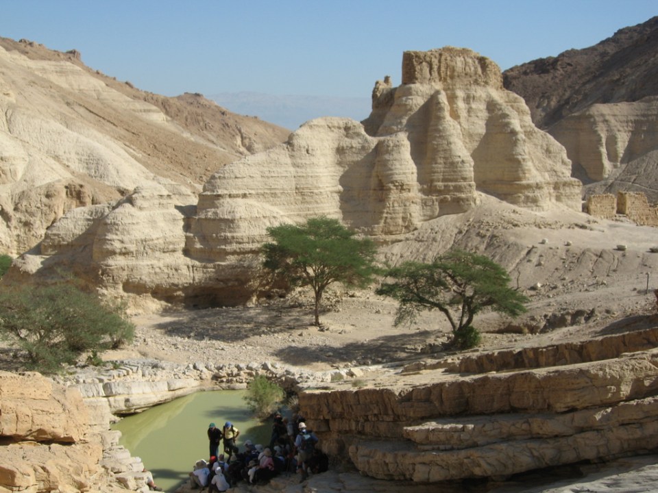 Remains of Byzantine fortress in Nahal Zohar with water system