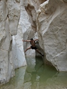 Amitai traversing Nahal Darga