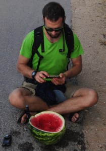 Amitai carving watermelon